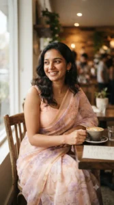 Saree Fusion Café Look