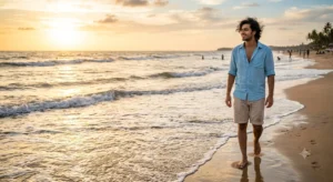 Sun-Drenched Coastal Beach Walk